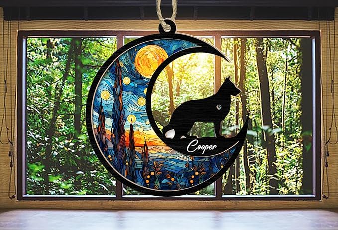 Dog Memorial Suncatcher - Custom with Name, Date & Breed - Pet Loss Keepsake - Home Decor
