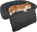 Calming Dog Bed Fluffy Plush Dog Mat for Furniture Protector with Removable Washable Cover for Large Medium Small Dogs and Cats (Medium(41x37x6), Dark Grey)