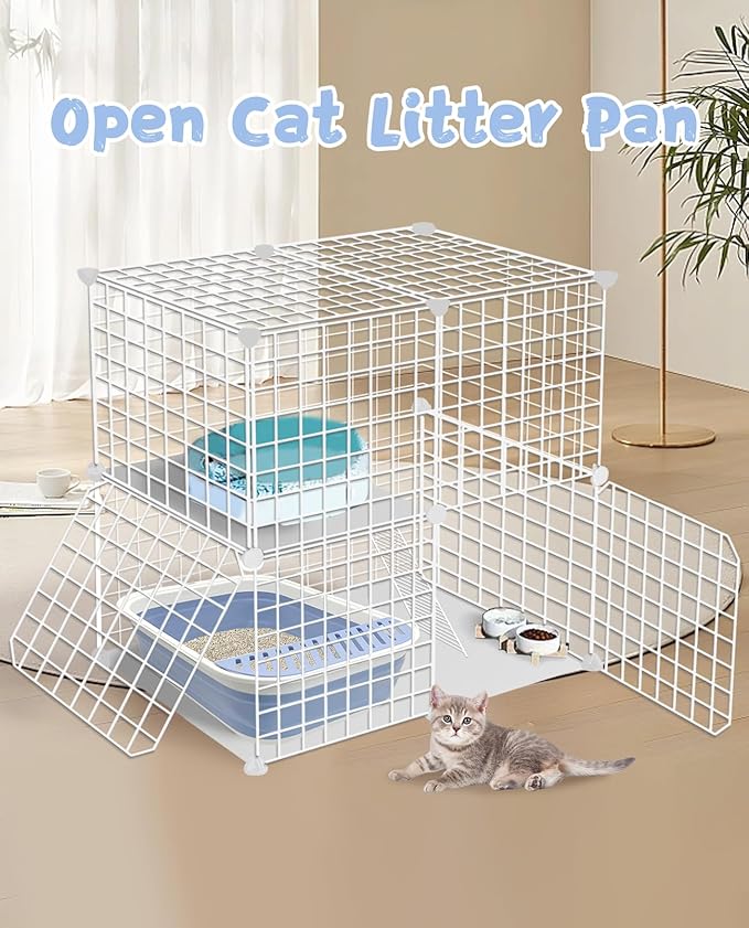 VCEPJH Kitten Litter Box Low Entry Litter Box for Senior Cats - Shallow Cat Litter Pan Collapsible Litterbox for Travel Blue