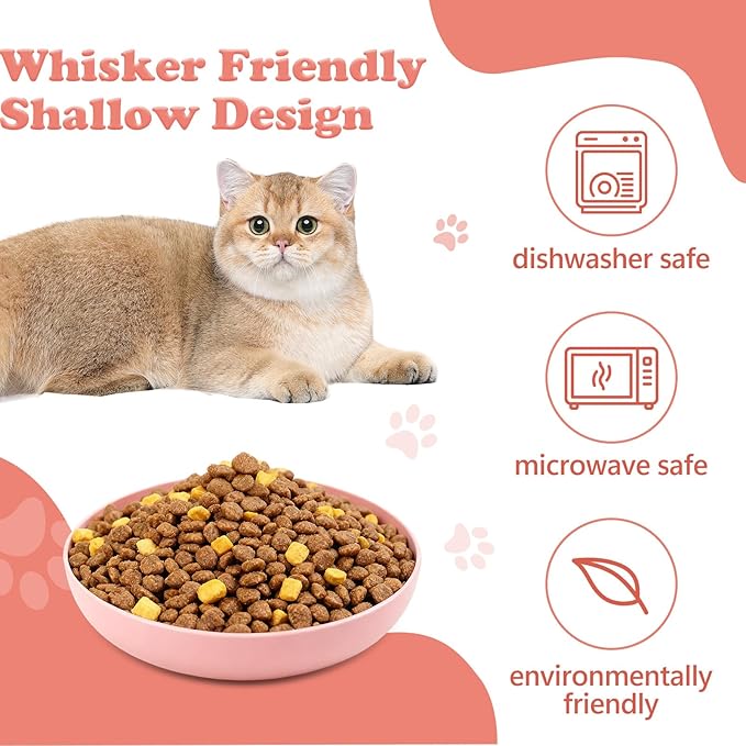 [8 Pack] Cat Dishes Whisker Friendly, Shallow Wide Pet Food and Water Bowl, 5.5 Inch Cat Food Dish, Friendly Wet Feeding Bowl, Durable Wheat Straw Pet Bowls, Pet Plate for Kittens (Indoor/Outdoor)