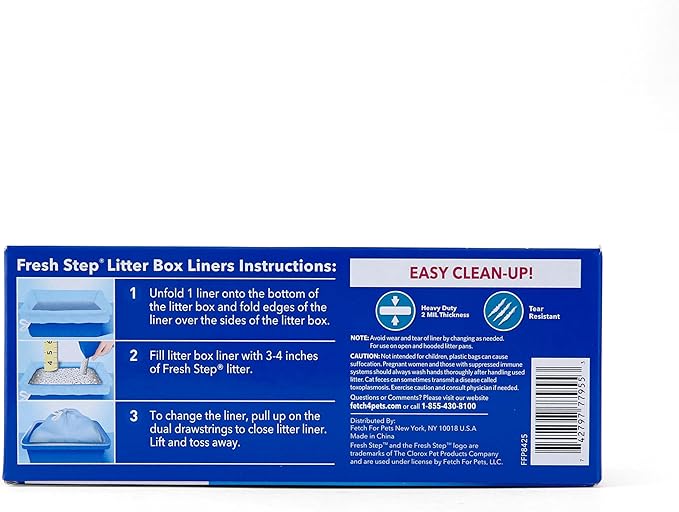 Fresh Step Jumbo Drawstring Cat Litter Box Liners,Scented Heavy Duty Kitty Litter Bags for X-Large Oval or Rectangle Pans,Helps Contain Mess for Easy Lift Out Cleanup,36 x 19 in,7 Count (Pack of 2)