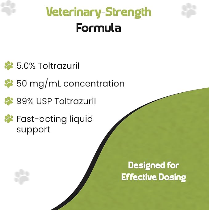 Advanced Toltrazuril 5.0% for Dogs, Cats & Horses – 60 mL / 2 oz Bottle – Vanilla Flavor – Oral Suspension – Easy-Dose Liquid – Includes 3 mL Dropper – Animal Use Only