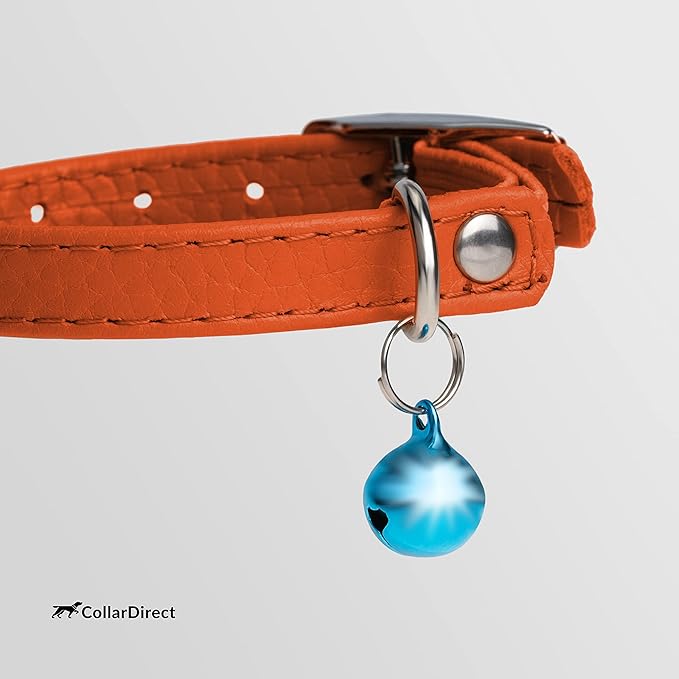 CollarDirect Leather Cat Collar with Removable Bell – Safety Elastic Strap (Breakaway Alternative) – Kitten Collar for Small & Big Boy & Girl Cats