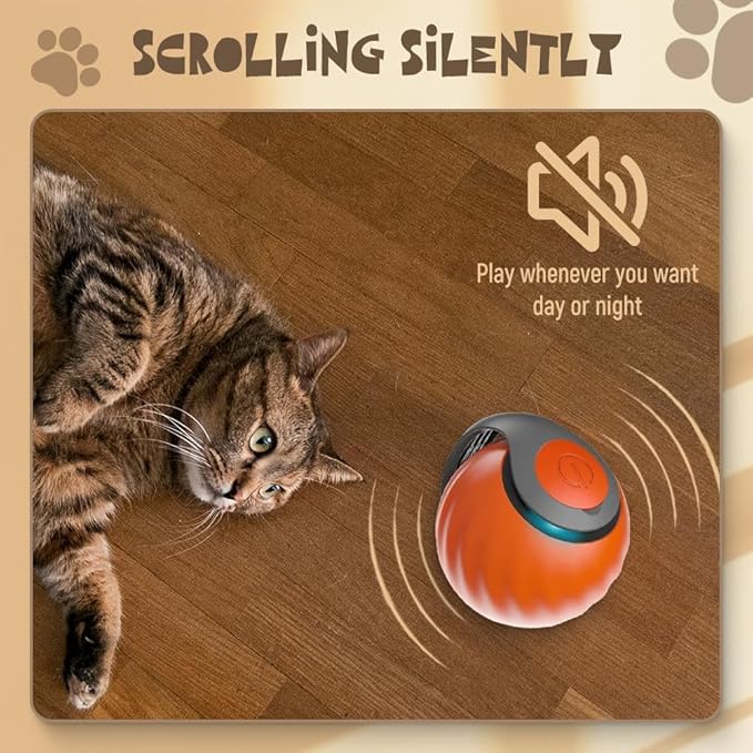 Upgrade Speedy 3.0 Tail Cat Toy, 2026 New Speedy Tail Interactive Cat Toy for Indoor Cats, USB Rechargeable Automatic Moving Smart Cat Toys Ball with Tail Two Speed Adjustment (Orange, 2PCS)