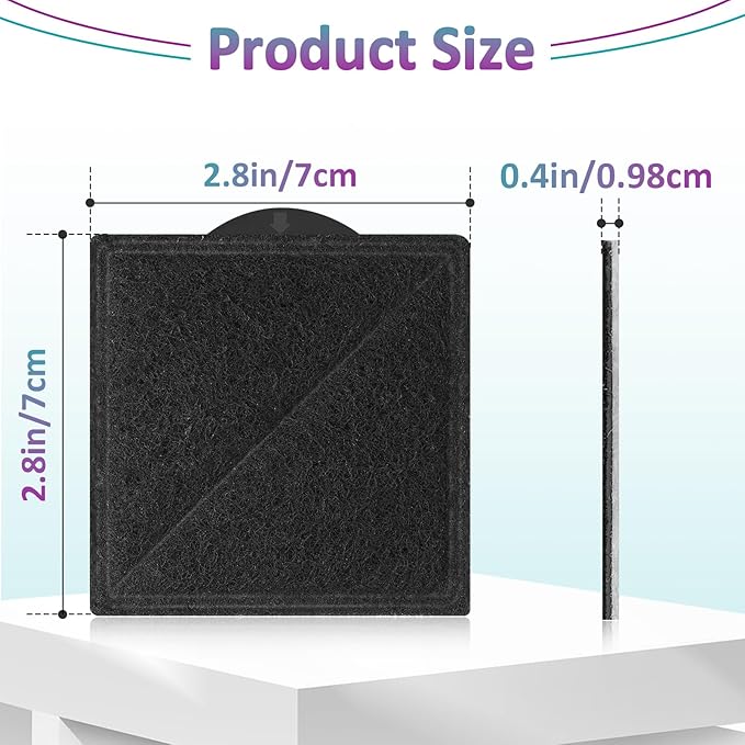24-Pack Cat Water Fountain Replacement Filter Fit for Petsafe Premier, Outlast Pumpless, Ion-X & Viva Pet Water Fountain, Double Filtration, Square (Black)