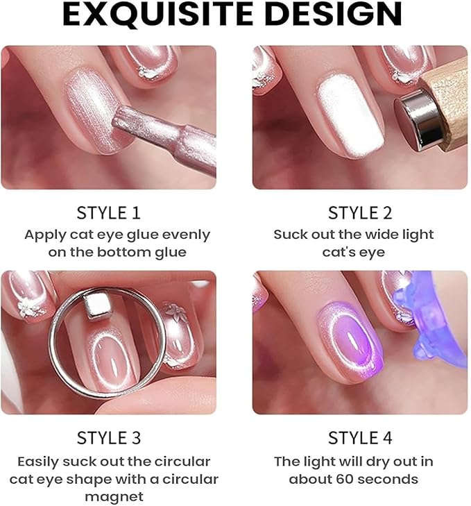 Ring Magnet for Nails, New Ring-Shaped Cat Eye Magnet for Nails, Cat Eye Nail Art Magnet Tool, Portable Hollow Circular Cat Eye for Home DIY (1 Set)