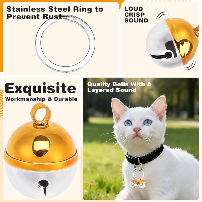 EXPAWLORER Pet Bells for Cat Collar - Extra Loud Dog Cat Collar Accessories Bells, Color Blocking Pet Jingle Ornament Training Pendant Neck Decoration, Tracker for Saving Birds, Silver 1 Pack