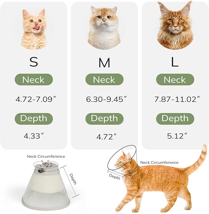 Supet Soft Cat Cone Collar to Stop Licking, Breathable Mesh Cone with Waterproof Liner Recovery Collar, for Kitten, Comfortable Elizabethan Alternative for Spay Neuter Grooming (M)