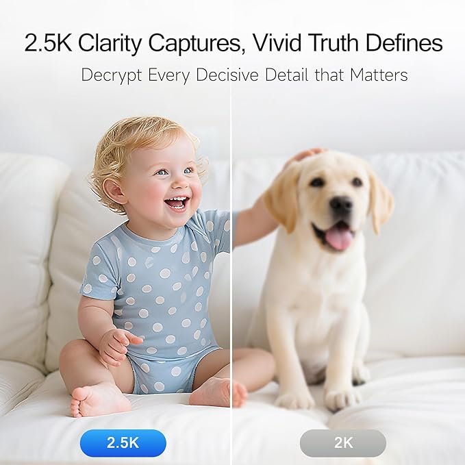 2.5K Indoor Camera 4pack, Non-Subscription AI Person/Pet/Cry Detection, 4MP Pet/Dog/Cat/Baby Camera w/Phone App, Pan Tilt WiFi Cameras for Home Security, Night Vision, Full Duplex Audio