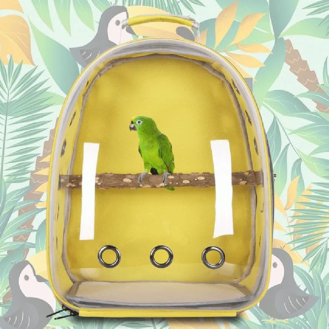 Pet Parrot Bird Carrier Backpack,Bubble Bird Travel Portable Breathable Backpack with Standing Perch Feeding Bowl Pet Parrot Space Capsule Transparent Backpack 360degree (Light Blue)