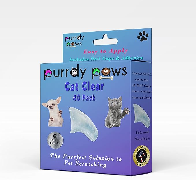 6 Month Supply Soft Nail Caps for Cats Clear Medium - Extra Adhesives