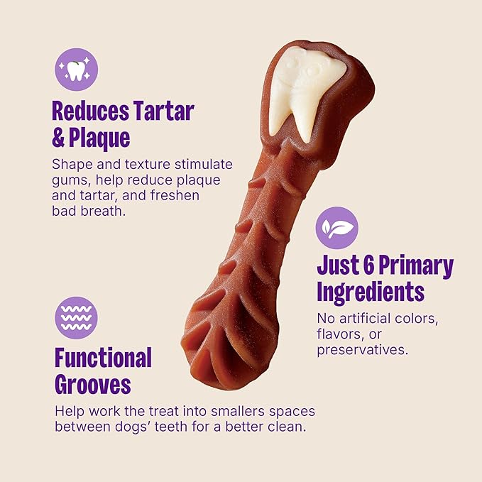 Whimzees Wellness Brushzees Dog Dental Treats, Large Size Stick, (6 Count)