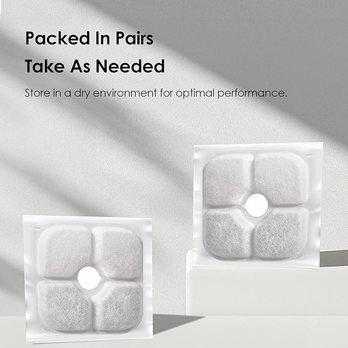 16-Pack Cat Water Fountain Filter Compatible With Catit Pixi Water Fountain Filter Replacement Triple Action Water Filter, 4 Pump Tubes 1 Hard Brush