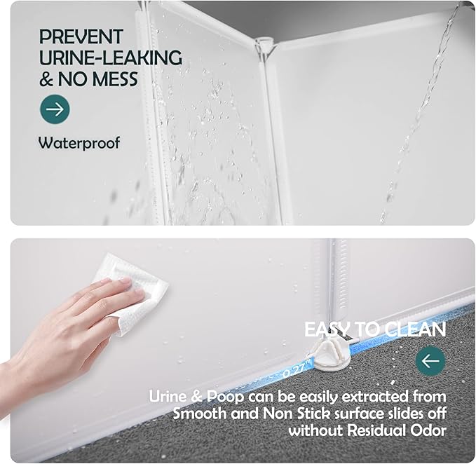 MEEXPAWS Cat Litter Box Enclosure Splash Guard XXL 27.9L × 27.9W x 31.5H inch, Light Weight Plastic Sheets Easy Clean (White)