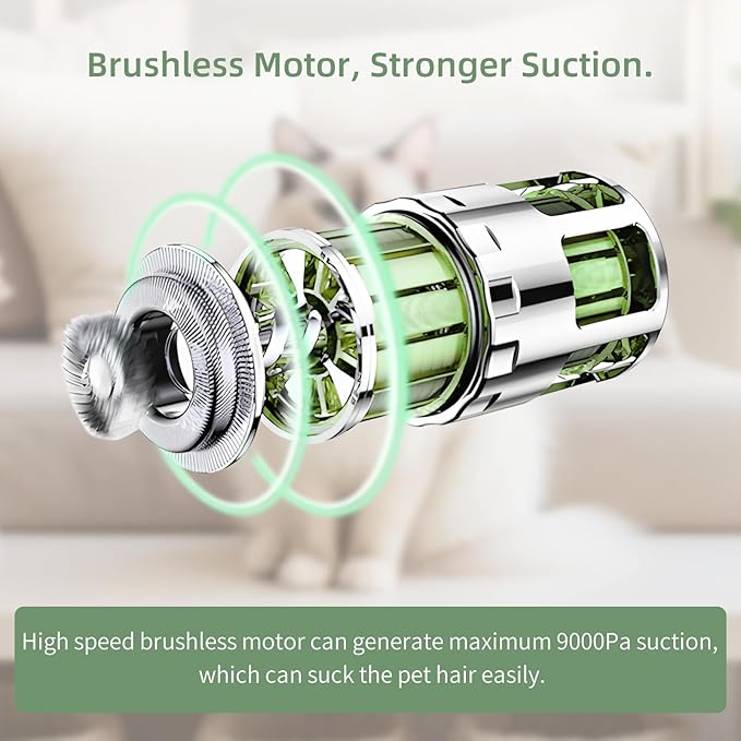 Dog Vacuum for Shedding Grooming, Cordless Dog Grooming Kit with Strong Suction for Dogs and Cats, Low Noise Pet Vacuum for Shedding, Handheld 5 in 1 Pet Hair Removal Tool