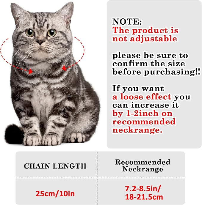 Amabro Diamond Cat Chain Collar, Metal Cuban Link Dog Collar with Secure Buckle Cat Pet Necklace Chain Pet Collar Jewelry Accessories for Small Medium Dogs Cats Puppy Kittens (Rose Gold, 10 inch)