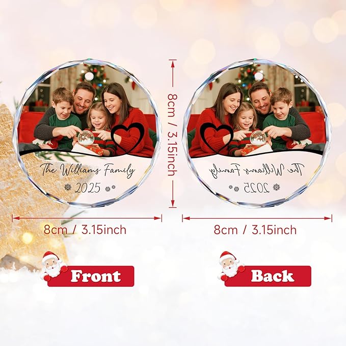 Personalized Christmas Ornaments, Family Christmas Ornament 2026, Photo Ornaments for Tree Decorations, Customized Keepsake Gift for Family, Dad, Mom, Him, Her, Couple