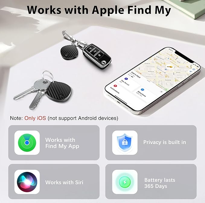 Air Tracker Tags, Smart Bluetooth Tracker, Item Finder Works with Apple Find My, Key Finder and Item Locator Smart Tag for Luggage, Backpack, Suitcases