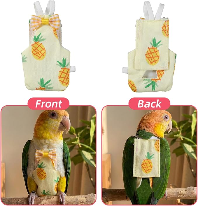 7 Pcs Bird Diaper - Reusable Parrot Diaper with Waterproof Inner - Cute Chicken Pants Pet Diapers Nappy for Parakeet, Cockatie,l Mini Macaw, Canary, Pet Chicken & Duck