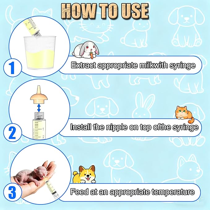 Puppy Kitten Bottle Feeding Kit, Newborn Baby Dog Cat Rabbit Feeding Bottles with Nipples Feeder Pet Nursing Kit