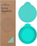 Silicone Pet Food Can Covers - Airtight Lids for Dog & Cat Wet Food Storage, Bone Appetit Food Savers for Freshness (Aqua Saltwater 2 Pack)