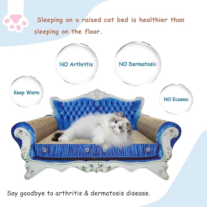 Luxury Cardboard Cat Scratcher Sofa Bed, Couch Shaped Cat Scratching Board, Scratch Lounge with Catnip, Scratcher for Indoor Cats Kittens Kitties