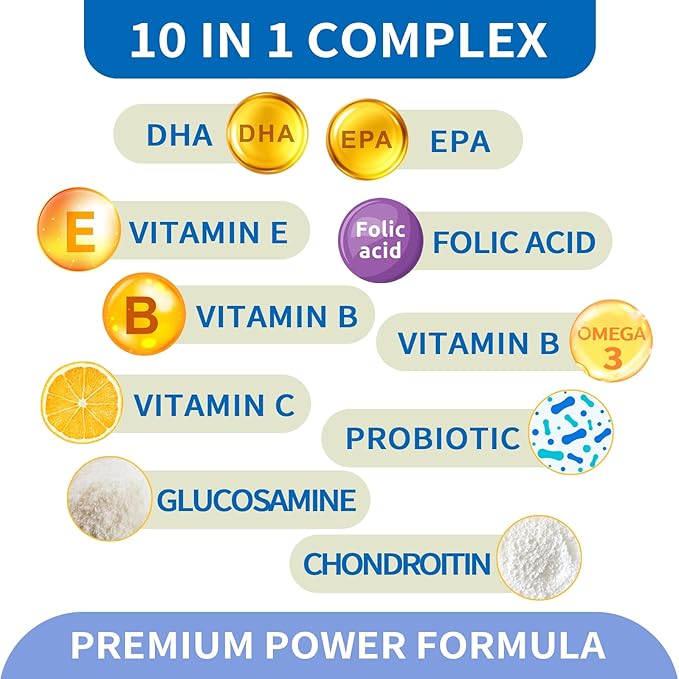 Dog Multivitamin Soft Chews – Glucosamine, Chondroitin, Probiotics & Omega-3 for Joint, Skin & Coat, Heart, Digestive & Immune Support – Chicken Flavor, 120 Soft Chews, ZOAPETAL