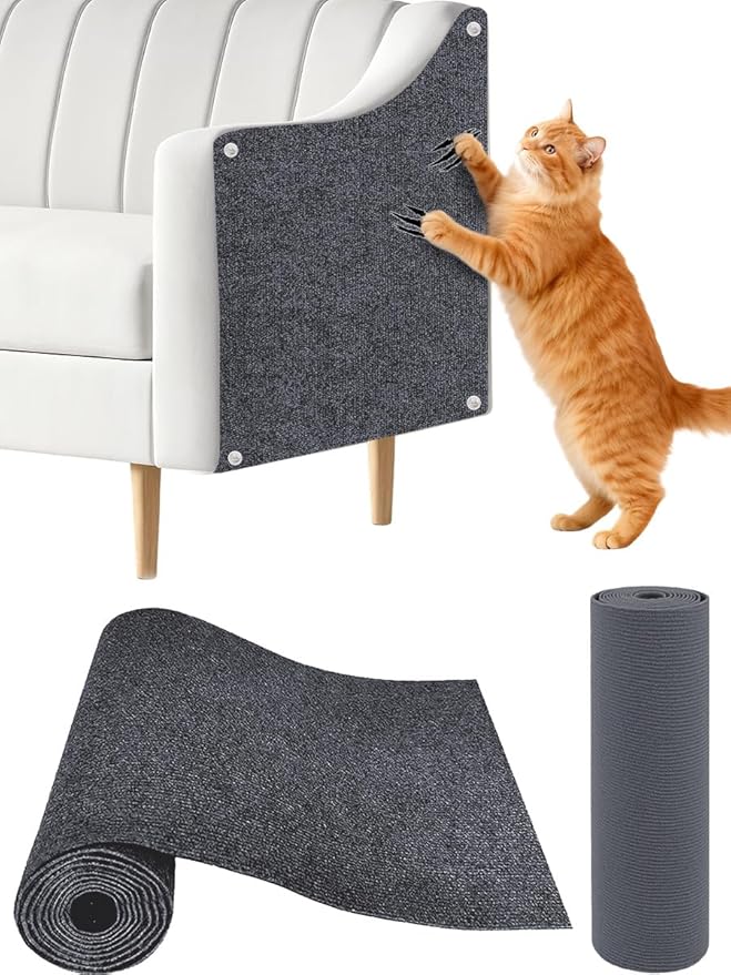 Cat Wall Scratcher Mat, Anti Cats Scratch Furniture Couch Carpet Corner Protector for Indoor, Trimmable Cat Scratching Pad Board Sofa Replacement Deterrent from Cats Claws (Darkgrey,39.3x15.8In)