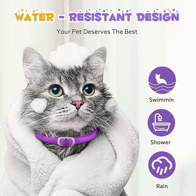 Calming Collar for Cats 4 Pack, Cat Pheromone Collar18 Inch Adjustable Rapid Effect, Breakaway Calming Collars120 Day Purple for Small, Medium Large Cat, Stress Relief & Anxiety Control for Cats
