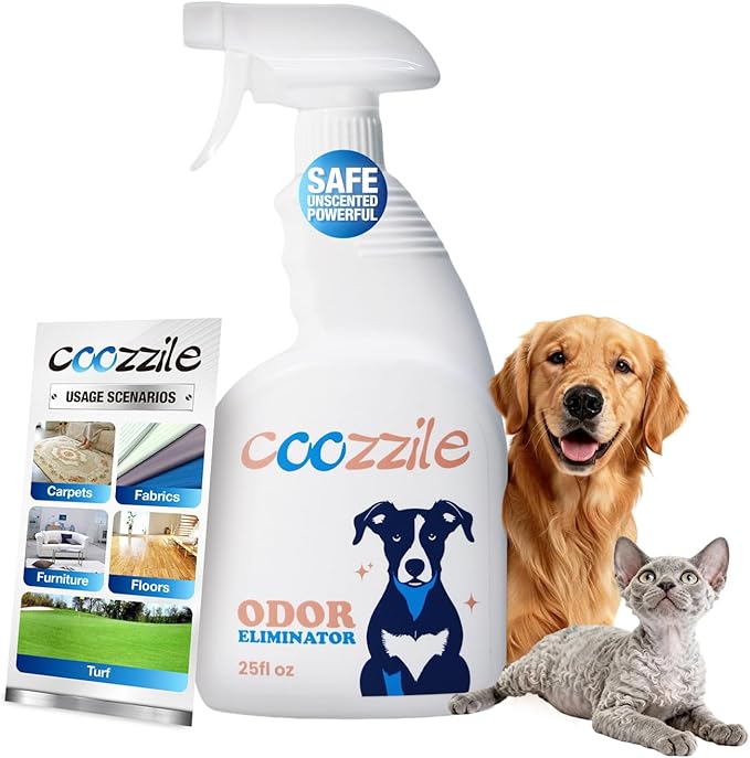 Pet Odor Eliminator, Odor Remover and Pet Spray Fragrance Free Colorless 25oz Spray, Safe Highly Effective Carpet and Cat Litter Deodorizer for Dogs and Cats