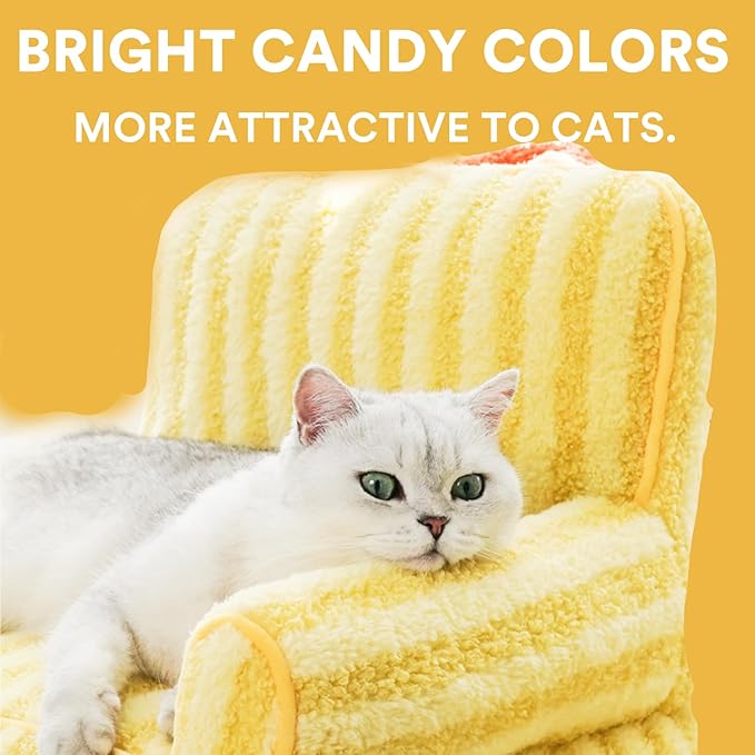 ZEZE Furniture-Style Sofa Pet Bed, Washable Plush Couch Bed with Bolstered Sides & Non-Slip Bottom for Dogs & Cats, Cozy Indoor Bed (Yellow, Small)