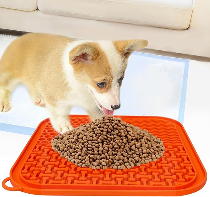 Dog Lick Mat, Slow Feeder Licking Mat for Dogs and Cats with Suction Cups, Non-Slip Lick Pad for Feeding and Training (Blue)