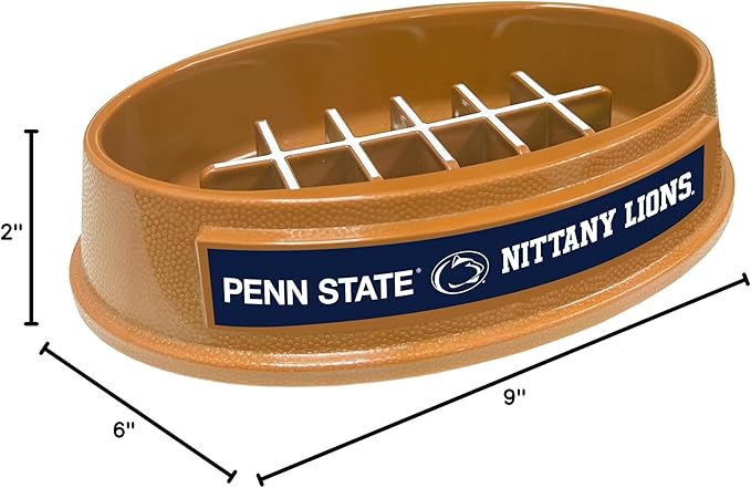 NCAA Super-Bowl - Penn State Nittany Lions Slow Feeder Dog Bowl. Football Design Slow Feeding Cat Bowl for Healthy Digestion. Non-Slip Pet Bowl for Large & Small Dogs & Cats