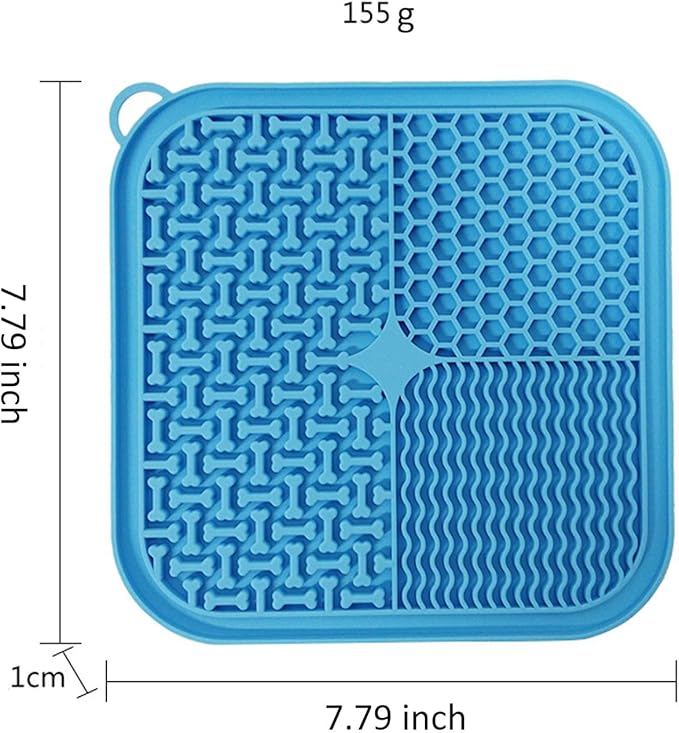 Dog Lick Mat, Slow Feeder Licking Mat for Dogs and Cats with Suction Cups, Non-Slip Lick Pad for Feeding and Training (Blue)