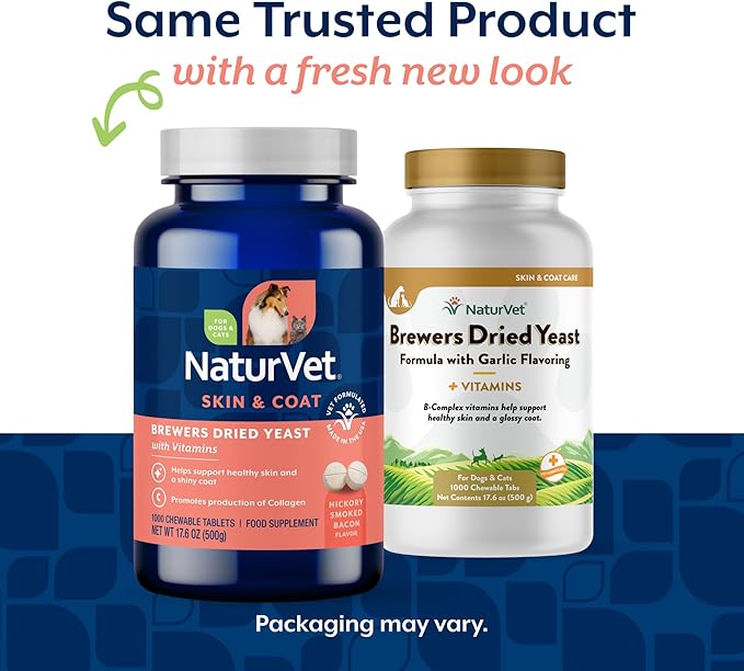 NaturVet Brewers Dried Yeast Formula with Vitamins for Dogs and Cats, Chewable Tablets, Made in The USA with Globally Source Ingredients 1000 Count,