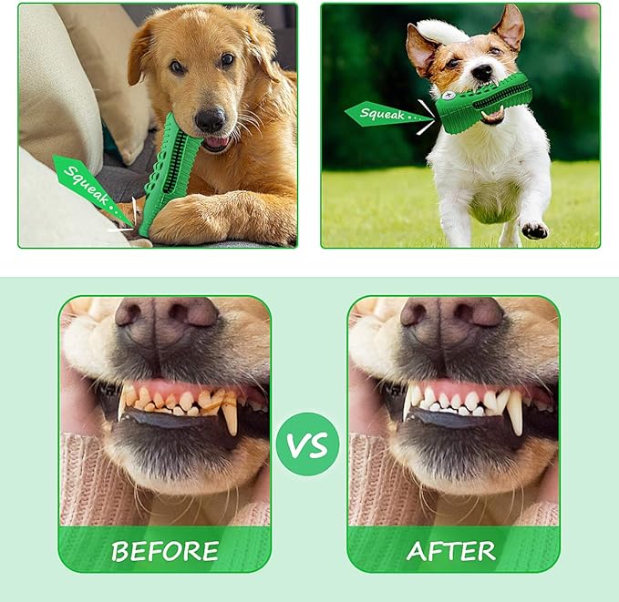 Dog Toys for Aggressive Chewers Large Medium Breed, Indestructible Dog Chew Toys, Squeaky Interactive Tough Extremely Durable, Dogs Toothbrush Toys to Keep Them Busy