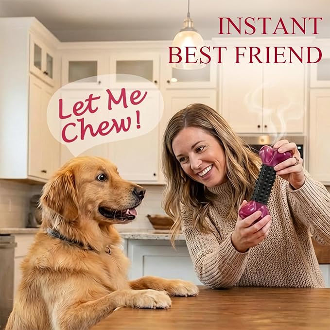 Apasiri 2-Pack Tough Dog Toys for Aggressive Chewers: Bacon Flavored Long Lasting Dog Bones for Large Dogs, Heavy Duty Nylon & Rubber Dog Chew Toys to Keep Them Busy, Medium & Large Breed, Black