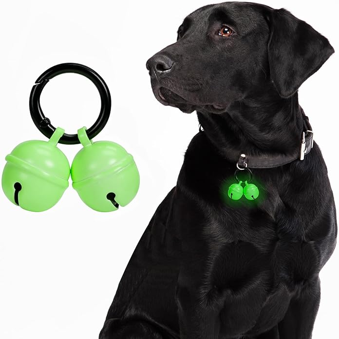 Bells for Dog Collar, Glow Bell for Medium to Large Dogs, Easy Clip Clasp, Extra Loud Pet Tracker & Save Wildlife, Durable Copper Bells (Small-medium breed)