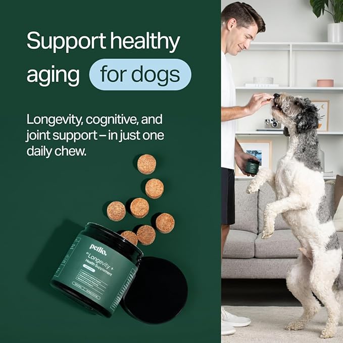 Longevity+ Dog Health Supplement - Dog Vitamins and Supplements for Joint, Muscle, Immune, and Cognitive Health - Vet-Formulated and Made in the USA - for Large Dogs 60 lbs or Greater - 30 Day Supply