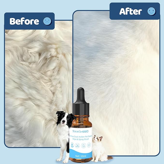 2Pcs Waterless No-Rinse Pet Shampoo Essence for Dogs & Cats, Concentrated Deodorizing Formula Neutralizes Odors & Hydrates Coat with Pomegranate Scent, for Steam Brush,0.34 oz*2