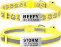 TagME 2 Pack Cat Collar with Name Tag, Personalized Reflective Cat Collar Breakaway with Bell for Boy & Girl Kitten, Yellow