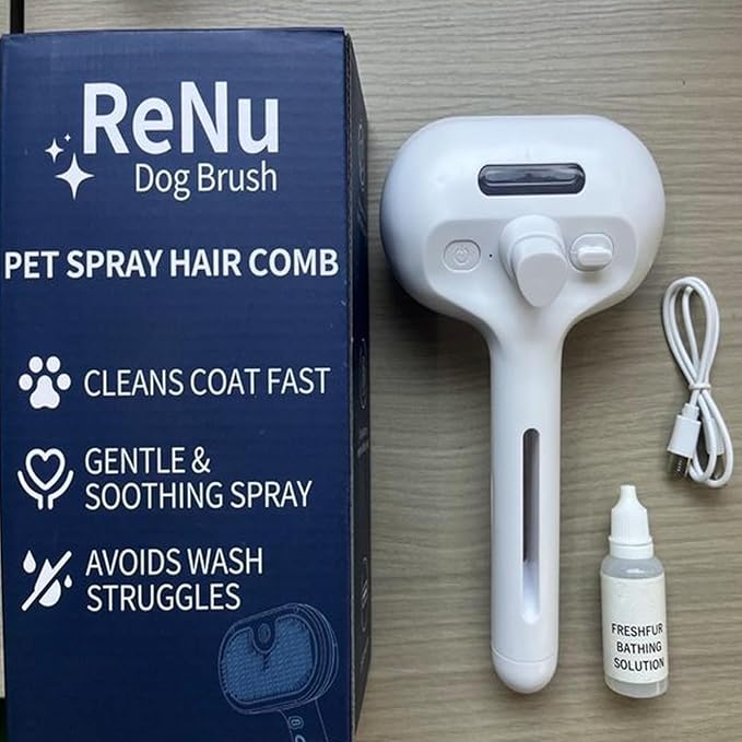 3-in-1 Self-Cleaning Steamy Pet Brush for Dogs & Cats, Fresh Fur Shower Brush That Removes Loose Hair, Reduces Shedding, Grooming Tool for Long & Short Hair, Wet or Dry Use (Pink)
