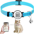 Kitten Collars with Bell & QR Code Name Tag - Breakaway Reflective Cat Collar with Personalized Smart ID Tag, Ultra-Durable & Adjustable Quick Release Design - Fits Most Cats (Blue)