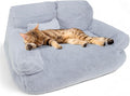 Cat Sofa, Pet Bed with Bolstered Edges, Extra Plush Sponge Padding, Cat Beds for Indoor with Removable Washable Cover, Non-Slip Bottom, Grey