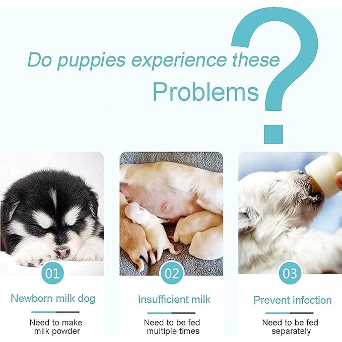 GKYZBB 4Pack 120ML pet Puppy Bottles for Nursing,Kitten Bottle Feeding Kit Nipple for Newborn Kitten Puppy Rabbits Squirrel Animals （Blue Cover）