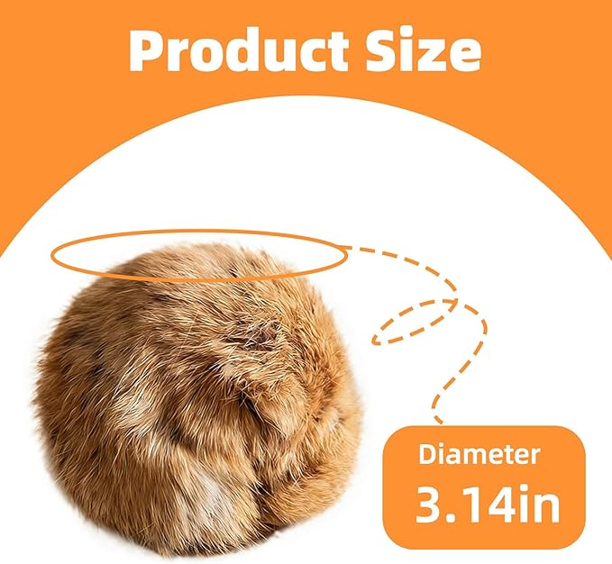 Rabbit Fur Pom Pom Ball,Real Rabbit Fur Catnip Toy - Interactive Fluffy Rolling Ball for Indoor Cats, Multi-Cat Homes & Pursuit Games, Soft Cute & Durable Play Essential for Kittens to Adults