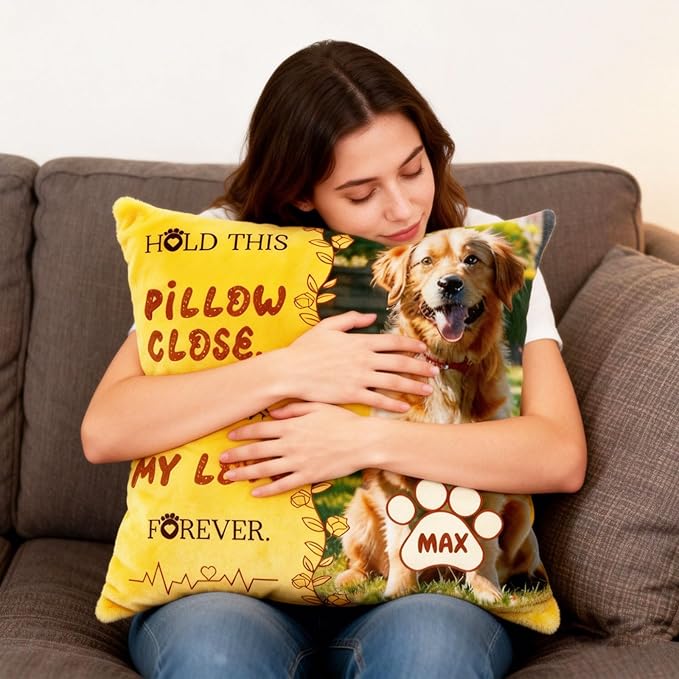 Photo Pet Memorial Throw Pillow | Personalized Custom Pillow, a Warm & Comforting Gift for Remembering Beloved Dogs and Cats