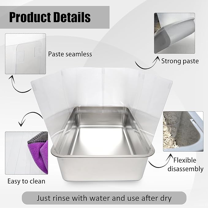 YOILES 6PCS Cat Litter Box Pee Shields,Transparent Easy Clean Splash Guard for Open Top Litter Pan 14.5×11.5in- Litter Box Not Included(6, Clear)