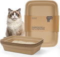 EcoVerde Pets & Co. Disposable Cat Litter Boxes 4-Pack, Large 18.1” x 13.2” x 3.9”, Leak-Resistant Recycled Paper Tray for Indoor or Travel Use