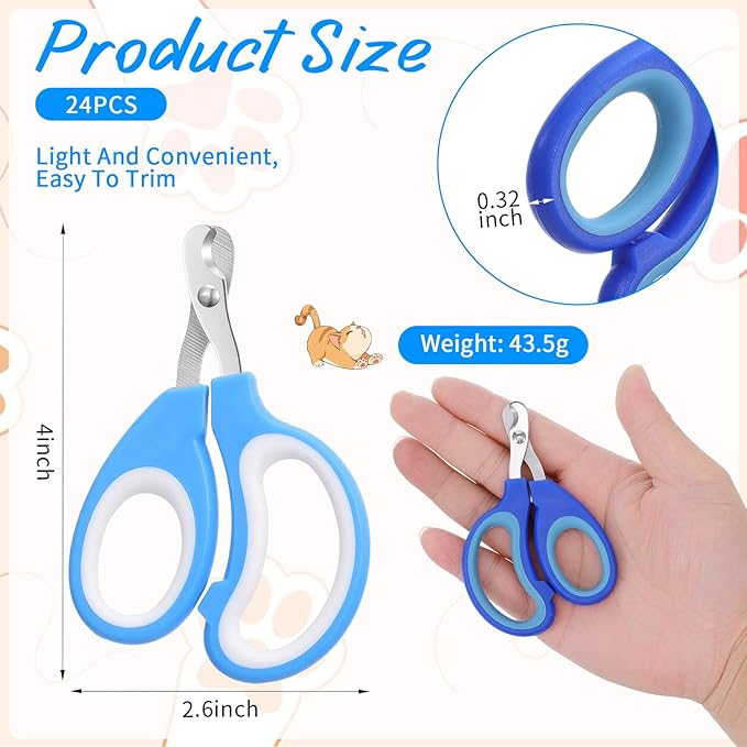 24 Pcs Cat Nail Clipper Bulk Kitten Claw Trimmer Pet Nail Cutter Claw Care for Cattery Cat Breeders Groomers Nonprofit Organization and Charity